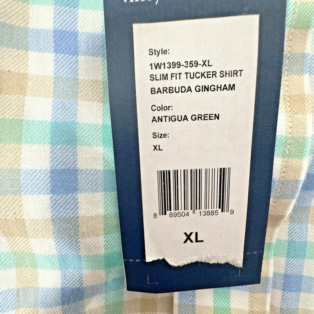 Vineyard Vines Slim Fit Tucker Shirt Mens XL Button Down Green Gingham Preppy - Picture 10 of 12